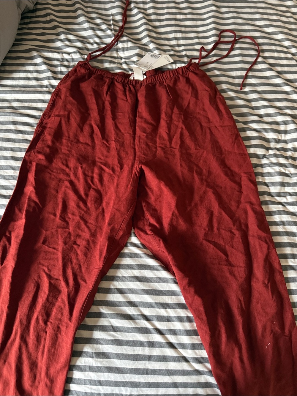 Red Drawstring Casual Pants